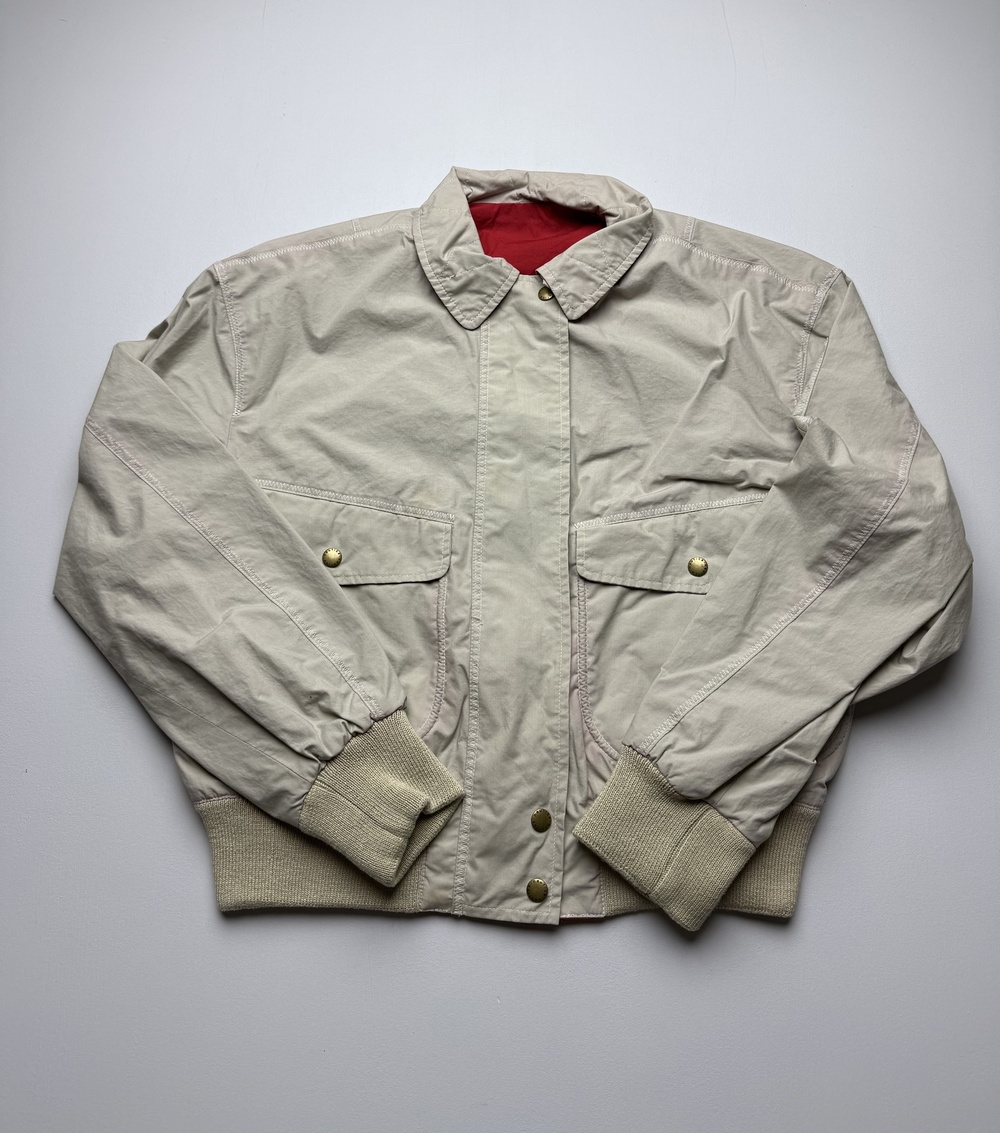 Vintage Nautica Jacket Mens Medium Beige Red Reversible Bomber Logo Hong Kong